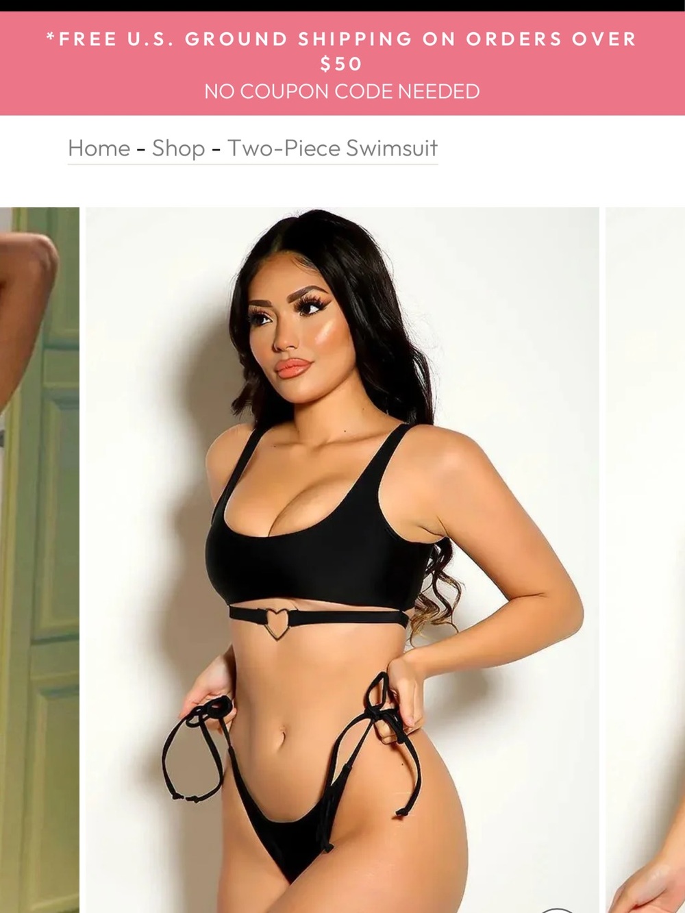 BLACK HEART RING CHEEKY TWO PIECE SWIMSUIT SEXY BIKINI